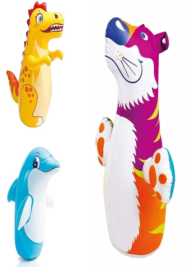 KRIMION® Toys Inflatable Toys Hit Me Dragon/Dolphin/Tiger Toy Large Size 44 Cm X 98 Cm for Child Age 5+ Years I Heavy Material I Pack of 1 I Model As Per Availability,Multicolor… - Image 1